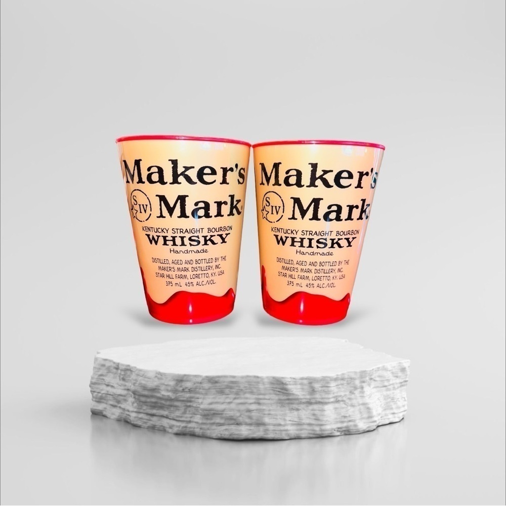 2pc Rare Maker’s Mark Bourbon Whisky 12oz plastic Collectors